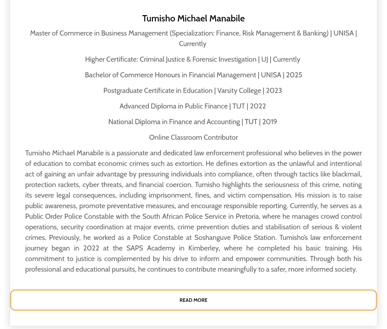 Tumisho Manabile Photo